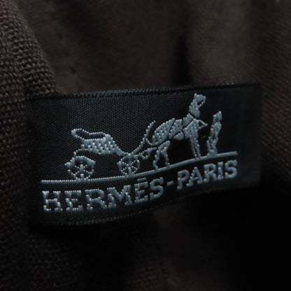 Hermes Four Tou Mm Silver Hardware Serie Button Half Leather Canvas Tote Bag Brown Made In France