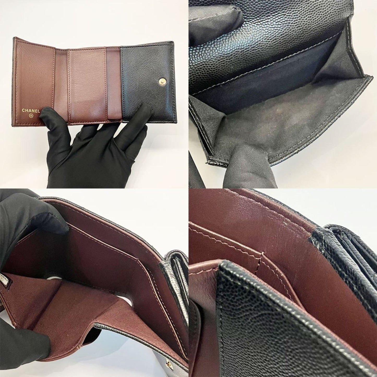 Calfskin Chanel Wallet (Tri-Fold) Grained