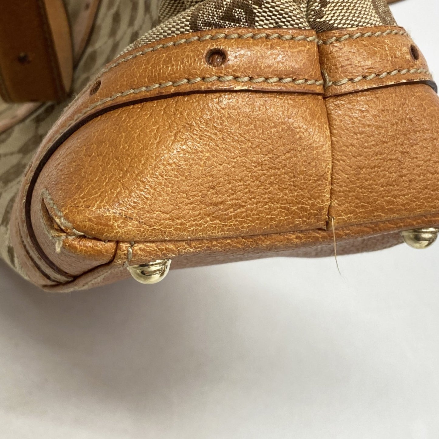 Gucci Gg Canvas Handbag 145761 Beige Light Brown Champagne