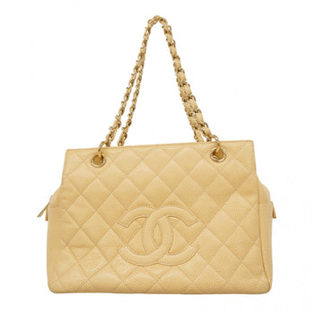 Chanel Matelasse Chain Handbag In Beige Caviar Leather For Women
