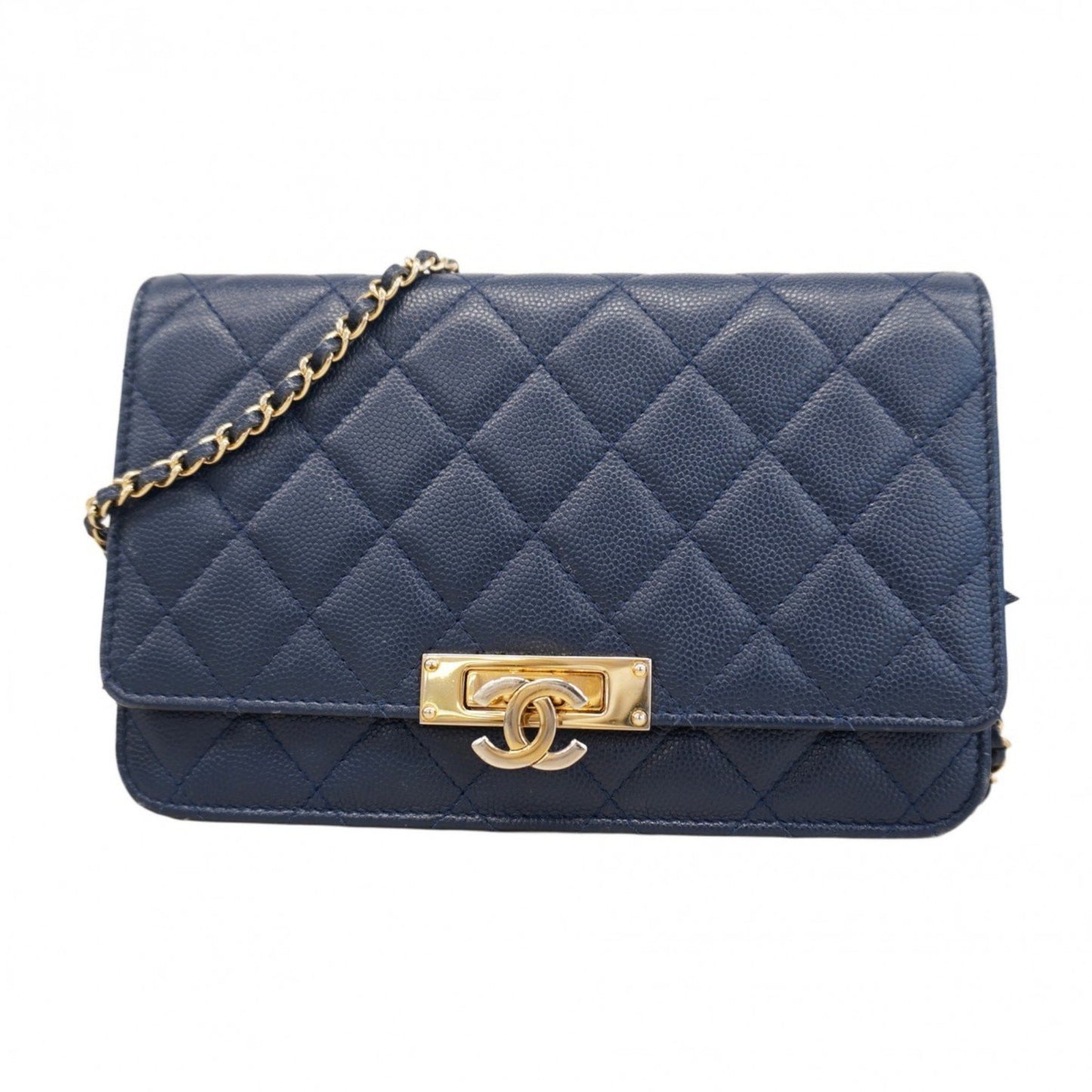 Chanel Matelasse Shoulder Wallet With Chain Bag In Caviar Leather