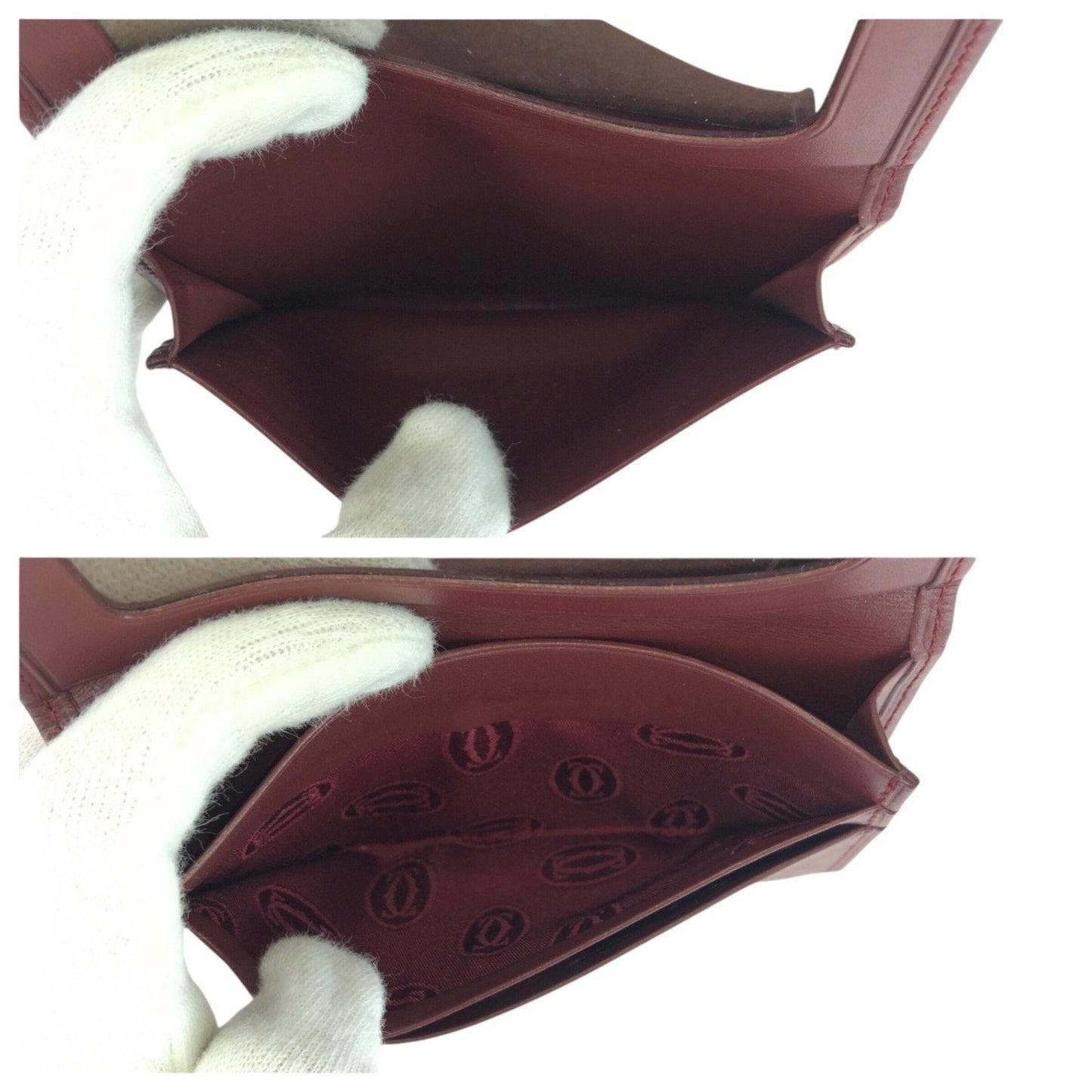 Cartier Must Line Wine Red Bordeaux Gold Hardware Leather Card Case/Business Holder