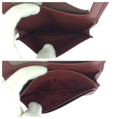 Cartier Must Line Wine Red Bordeaux Gold Hardware Leather Card Case/Business Holder