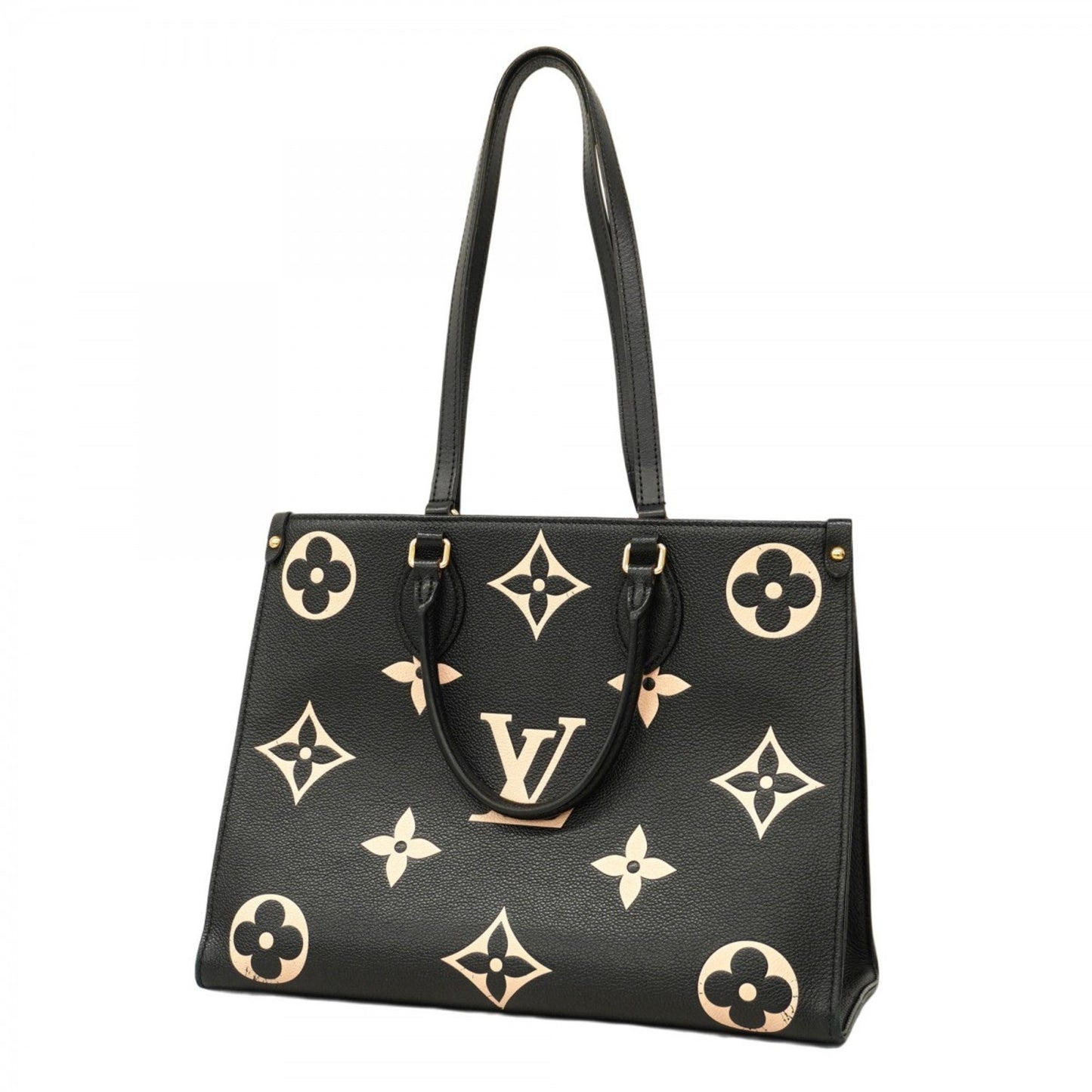 Louis Vuitton Monogram Empreinte Two-Tone On-The-Go Tote Bag M45495 Black/Beige 2-Way