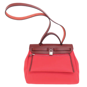 Hermes Airbag Zip Pm Red Handbag Toile Officier