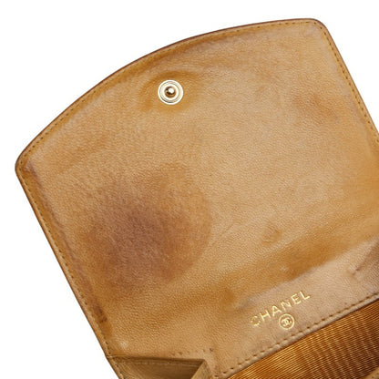 Chanel Coco Mark Double Hook Bifold Wallet Beige Caviar Leather