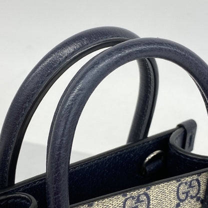 Gucci Gg Supreme Handbag 671623 Navy 2-Way Bag