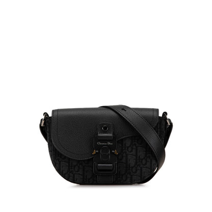 Christian Dior Dior Trotter Saddle Shoulder Bag 2Adc35Yks Black Canvas Leather