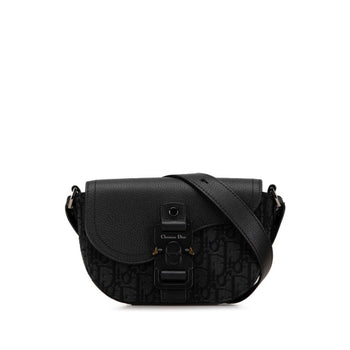 Christian Dior Dior Trotter Saddle Shoulder Bag 2Adc35Yks Black Canvas Leather