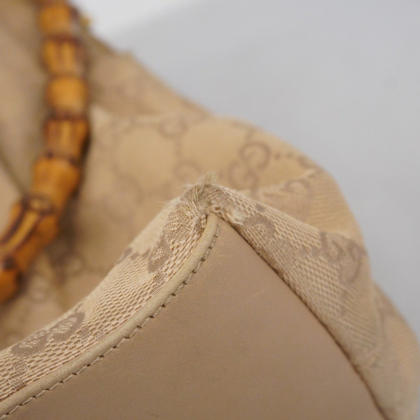 Gucci Gg Canvas Bamboo Shoulder Bag 92708 Light Brown