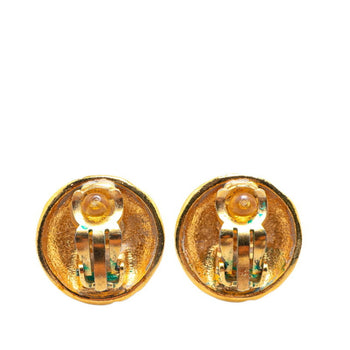 Chanel Coco Mark Round Earrings Gold Plated