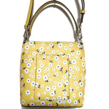 Kate Spade Darcy Fleurette Toss Small Bucket Floral Pattern 2Way Shoulder Bag Handbag Yellow