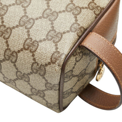 Gucci Gg Supreme Second Bag 014 58 6087 Beige Brown Pvc Leather