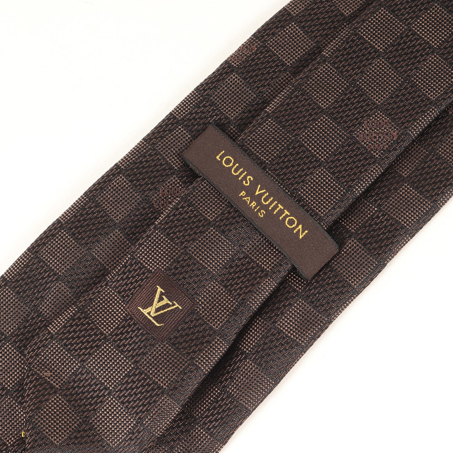 Louis Vuitton Damier Silk Cravate Brown Tie For Men