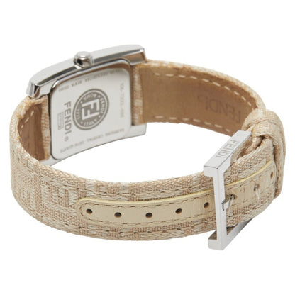 Fendi Horologi Classico Watch 7000L Quartz Movement Beige Dial Stainless Steel Leather