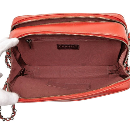 Chanel Matelasse Coco Boy Chain Shoulder Bag Camera Red Lambskin