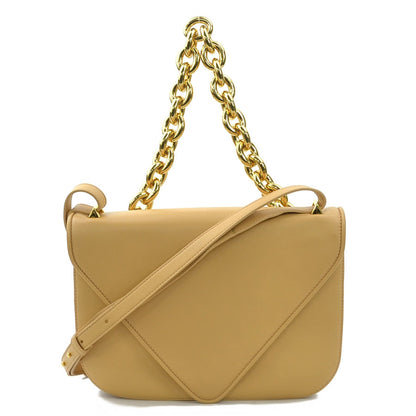 Bottega Veneta Shoulder Bag Mount Envelope Leather Beige Gold