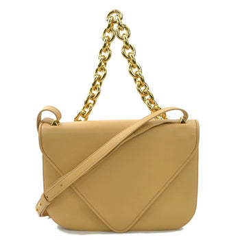 Bottega Veneta Shoulder Bag Mount Envelope Leather Beige Gold