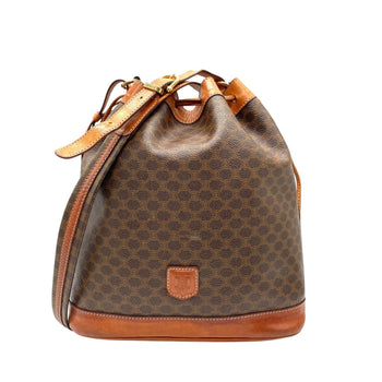 Celine Triomphe Drawstring Shoulder Bag M90 Macadam Pattern Vintage Gold Hardware