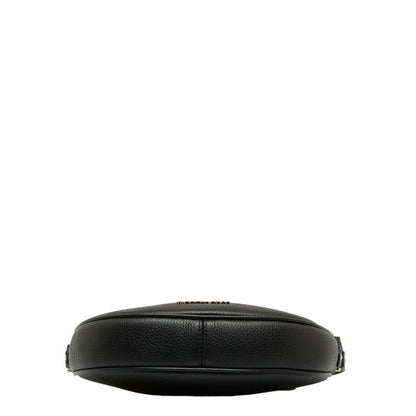 Michael Kors Dover Small Half Moon Shoulder Bag Black Leather