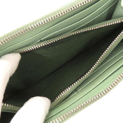 Like New Prada Saffiano Green L-Shaped Long Wallet 0372Prada