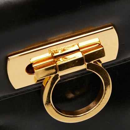 Salvatore Ferragamo Gancini Shoulder Bag In Black Leather