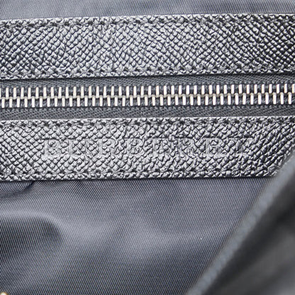 Burberry Check Logo Plate Shoulder Bag Black Nylon Leather