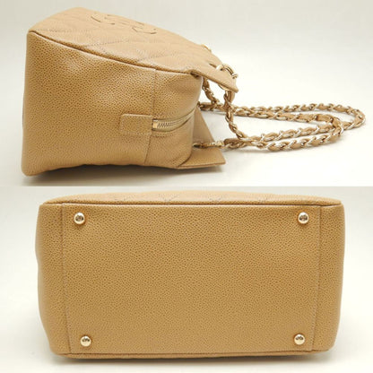 Chanel Chanel Chain Tote Bag A18004 Caviar Skin Camel 252569