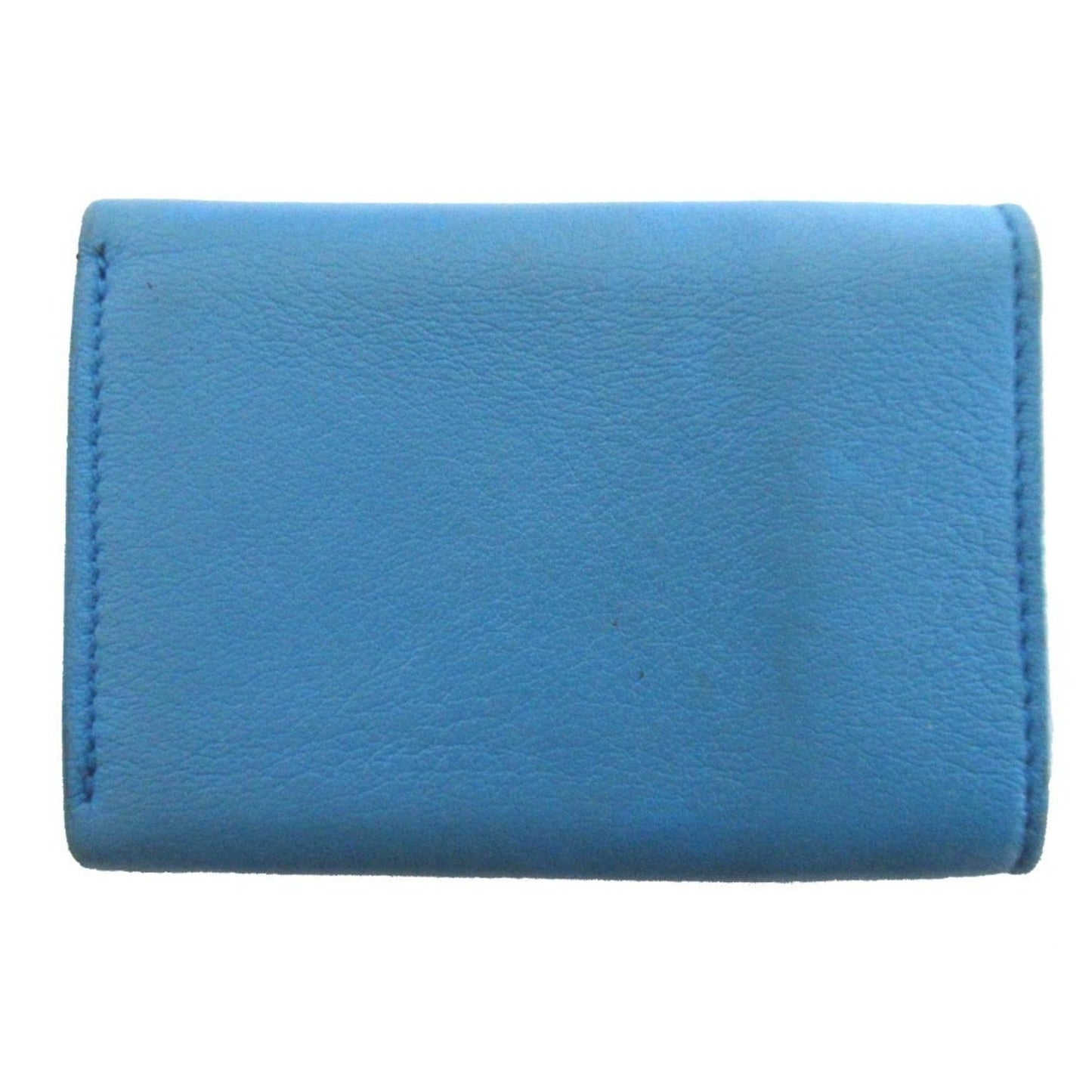Balenciaga Paper Mini Leather Compact Wallet Tri-Fold Coin Purse Billfold Card Slot Blue