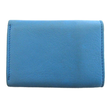 Balenciaga Paper Mini Leather Compact Wallet Tri-Fold Coin Purse Billfold Card Slot Blue