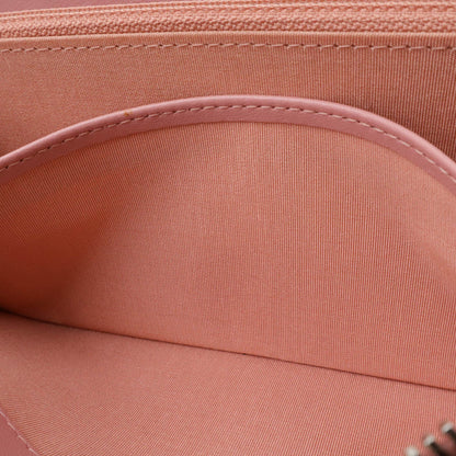 Chanel V-Stitched Coco Mark Round Long Wallet Quilted Lambskin Leather Pink A82258
