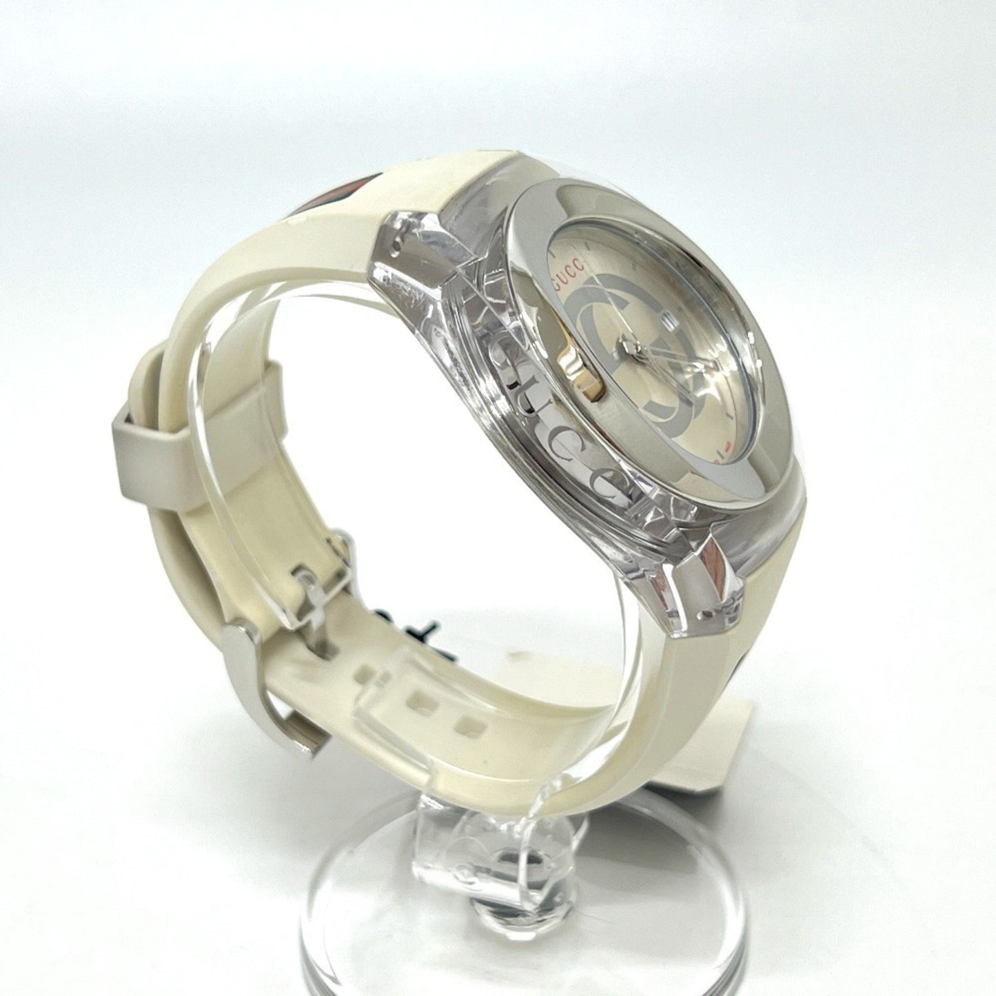 Gucci 137.1 Sherry Line Date Stainless Steel Quartz Watch With Rubber Strap