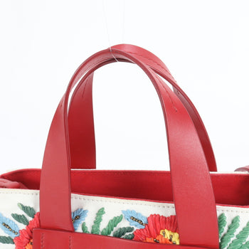 Miu Miu Miu Canapa Beaded Leather Tote Bag With Guarantee Card