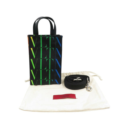Unused Valentino Garavani Canvas Black Multicolor Shoulder Bag 0376Valentino Garavani