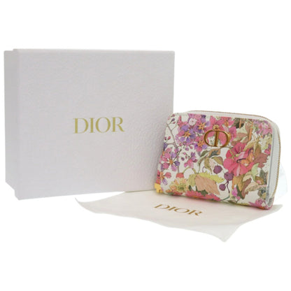 Christian Dior Caro Scarlet Flower 98 Ma 0214 Calfskin White Bifold Wallet 0438