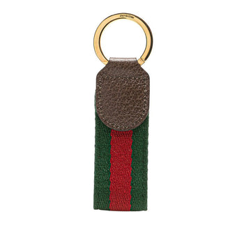 Gucci Ophidia Sherry Line Key Ring 479292 Brown Gold Leather Canvas