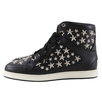Jimmy Choo Star Studs High-Top Sneakers In Black Leather