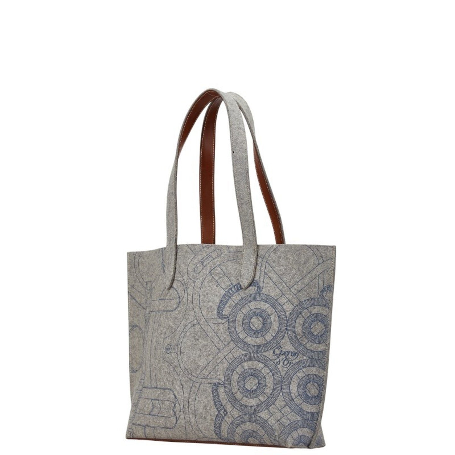 Hermes Sac Karimi Mm Tote Bag Shoulder Grey Felt Calf Leather