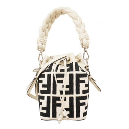 Fendi Zucca Canvas Handbag In White And Black