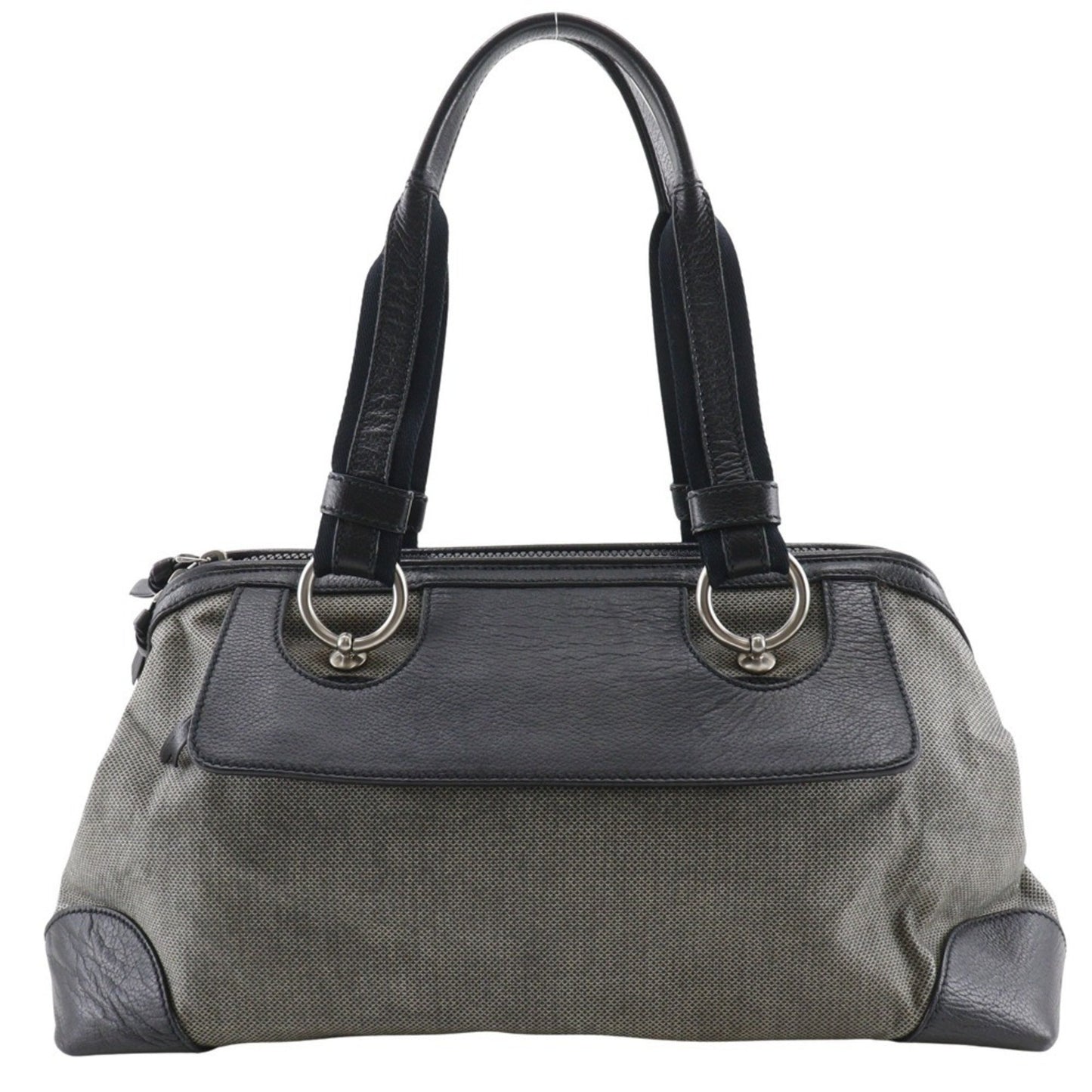 Bottega Veneta Tote Bag Canvas X Leather Gray/Black A5 Double
