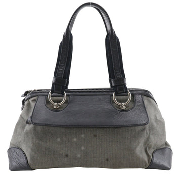 Bottega Veneta Tote Bag Canvas X Leather Gray/Black A5 Double
