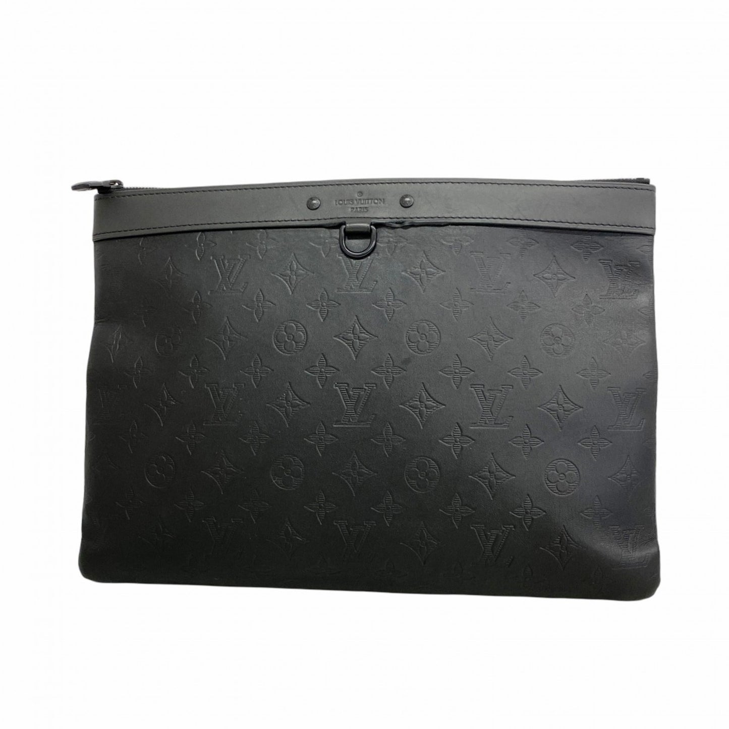 Louis Vuitton Monogram Shadow Pochette Discovery Clutch Bag M62903 Black