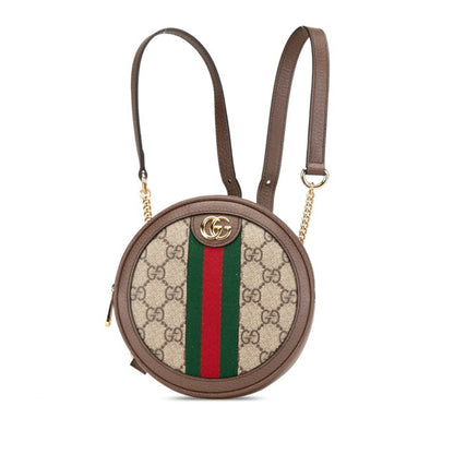 Gucci Gg Supreme Ophidia Backpack 598661 Beige Brown Pvc Leather