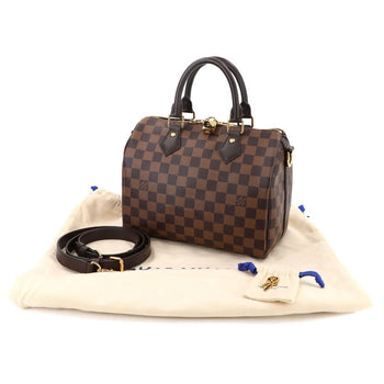 Louis Vuitton Damier Speedy Bandouliere 25 2-Way Ebene Handbag N41368 Rfid