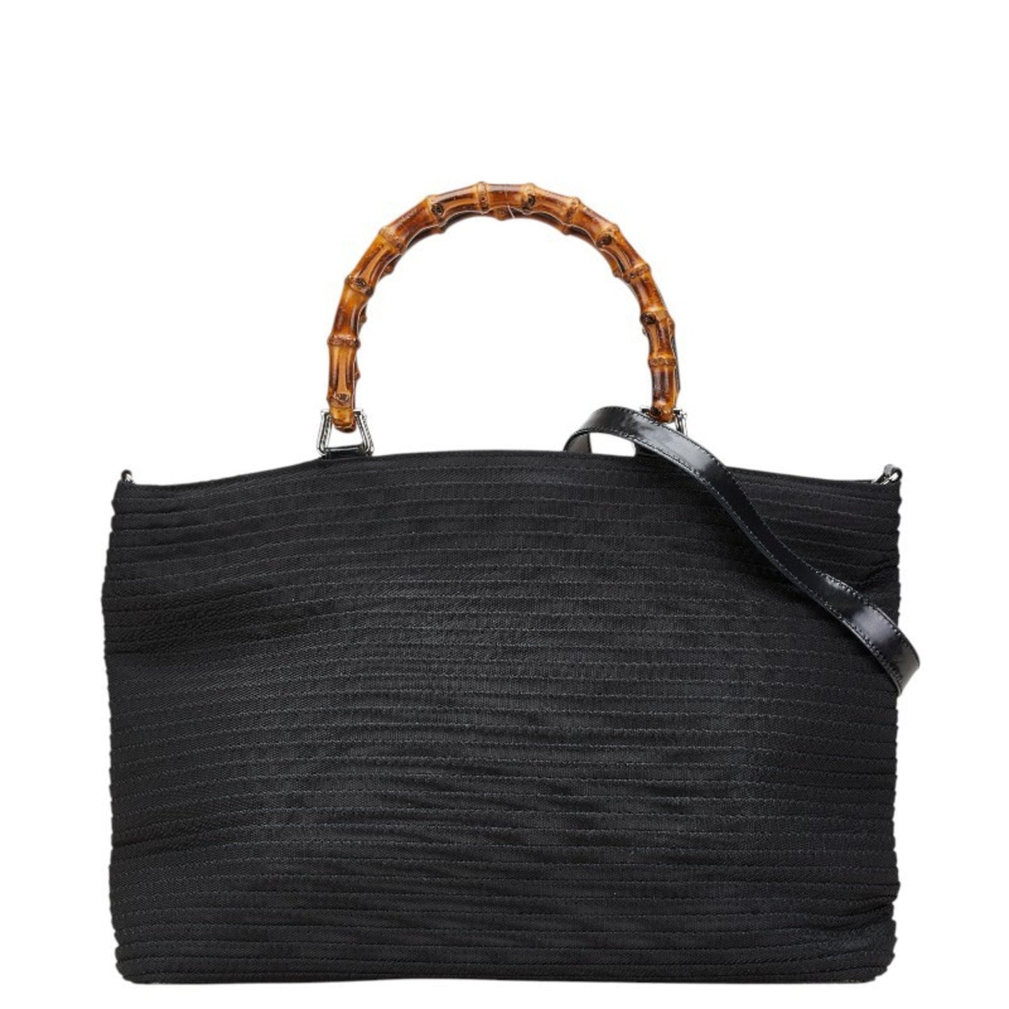 Gucci Bamboo Handbag/Shoulder Bag 2Way 002.1364.0439 Black Brown Nylon Leather