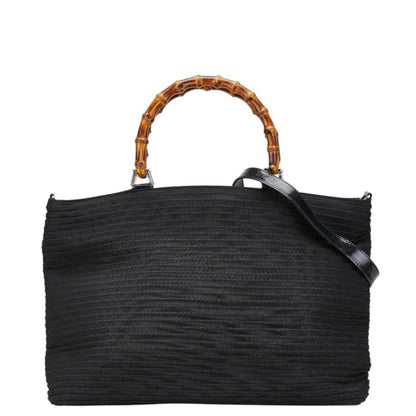 Gucci Bamboo Handbag/Shoulder Bag 2Way 002.1364.0439 Black Brown Nylon Leather