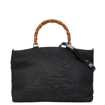 Gucci Bamboo Handbag/Shoulder Bag 2Way 002.1364.0439 Black Brown Nylon Leather