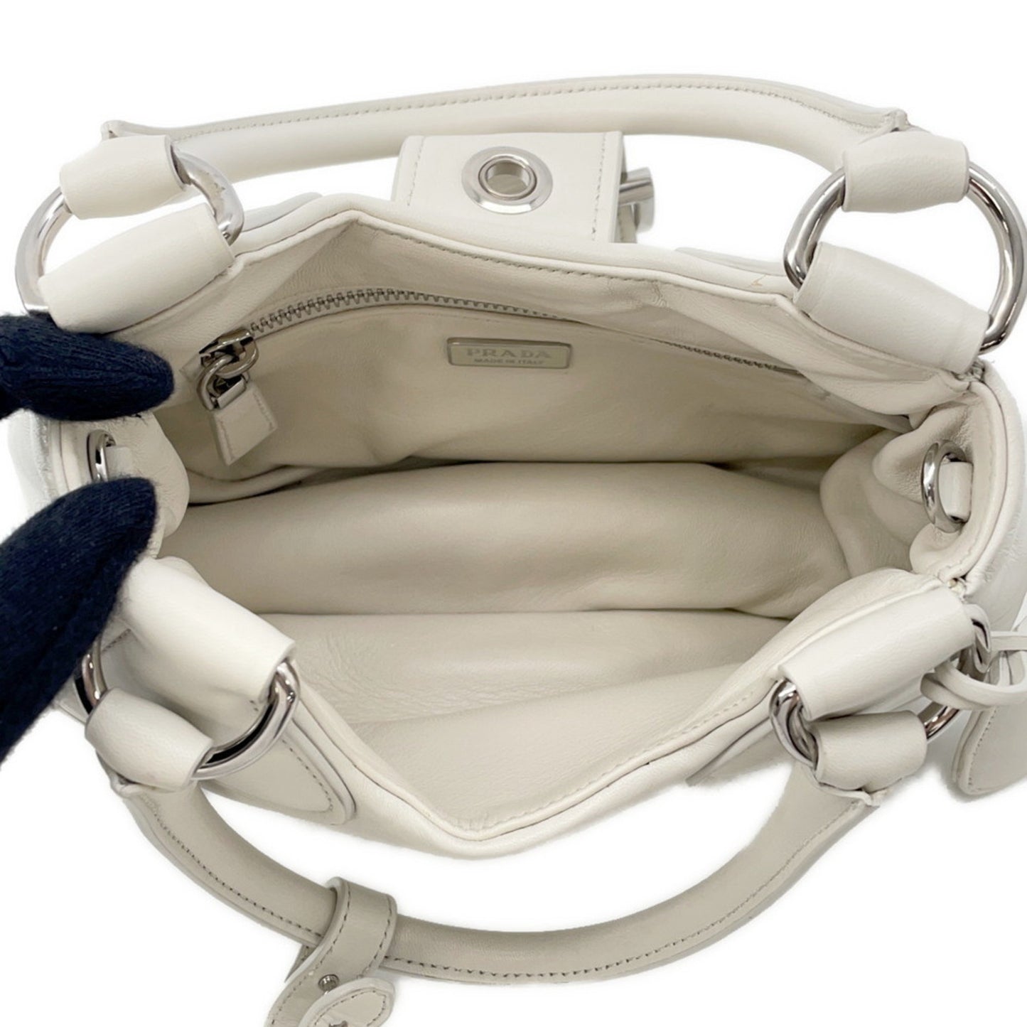 Prada Handbag Moon Leather 1Ba381 Prada Bag White