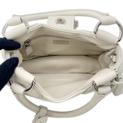 Prada Handbag Moon Leather 1Ba381 Prada Bag White