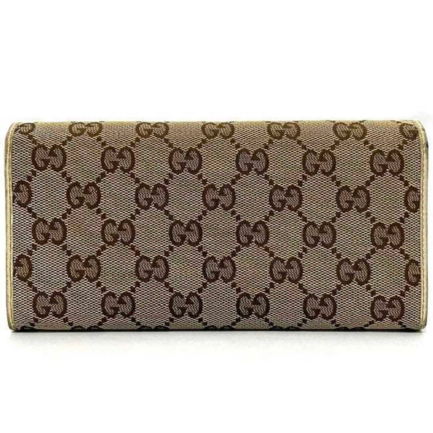 Gucci Bifold Long Wallet Beige White Brown Gold New Bullitt 204836 Gg Canvas Leather Gucci